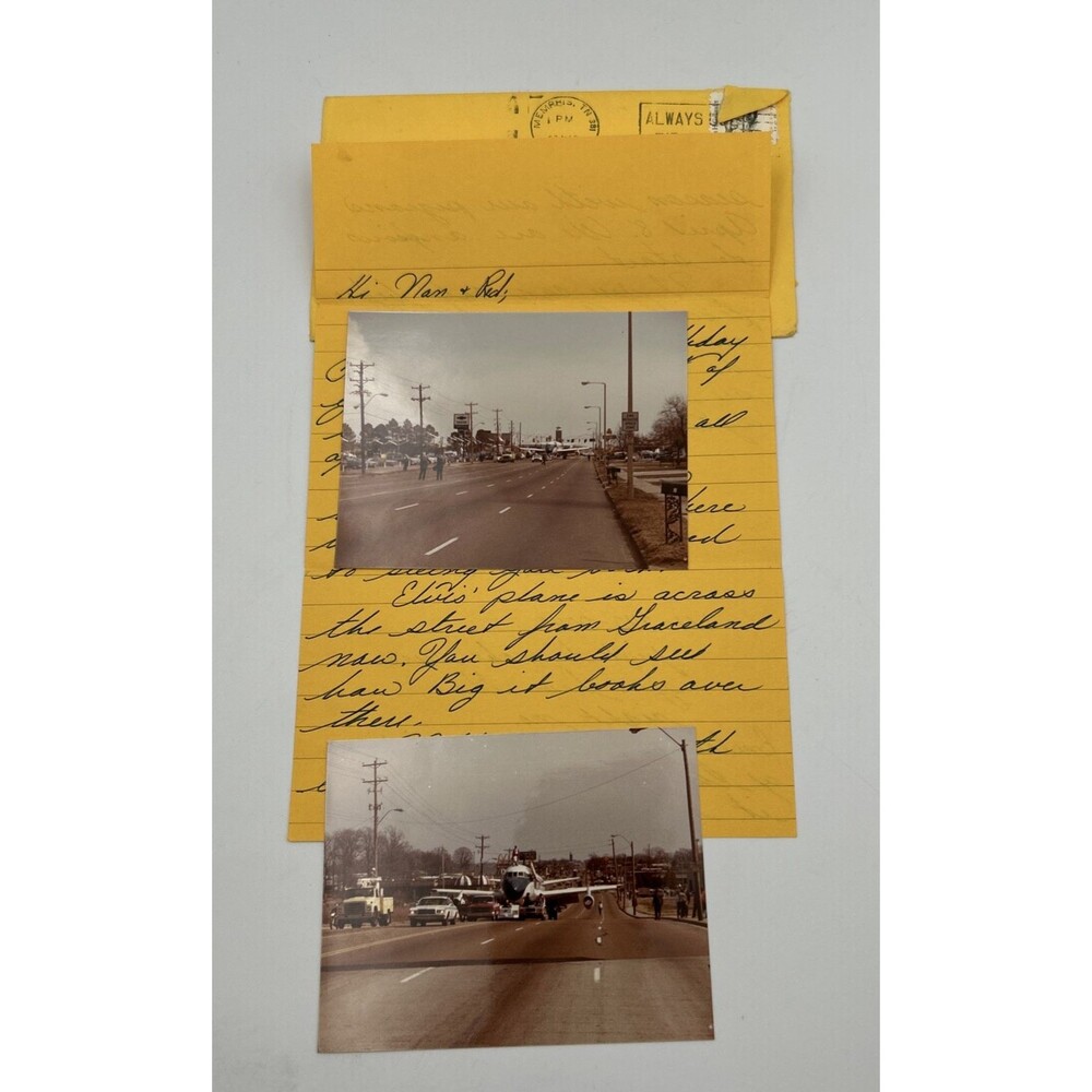 One-of-a-Kind Elvis Presley Graceland Airplane Photos & Original Letter-RARE